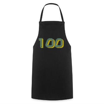 100. 100 JAHRE. 100-JÄHRIGES JUBILÄUM. GEBURTSTAG 100 - Kochschürze - Schwarz - Vorne - AI Model Male 185 dark (185cm)