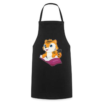 Livre du Tigre - Tablier de cuisine - noir - Devant - AI Model Male 185 dark (185cm)