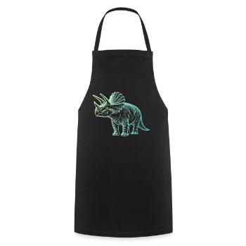 Triceratops Dinosaur Drawing Gradient Blue Green - Cooking Apron - black - Front - AI Model Male 185 dark (185cm)