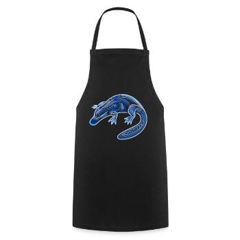 platypus, aboriginal motifs, tribal blue, - Cooking Apron - black - Front - AI Model Male 185 dark (185cm)