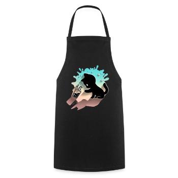 Kawaii Cat with Bubble Tea Cute Sweet Kitty - Cooking Apron - black - Front - AI Model Male 185 dark (185cm)