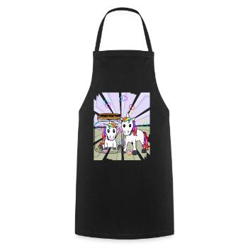 Unicorns Unicorn Mythical Animal Love Heart Valentine - Cooking Apron - black - Front - AI Model Male 185 dark (185cm)