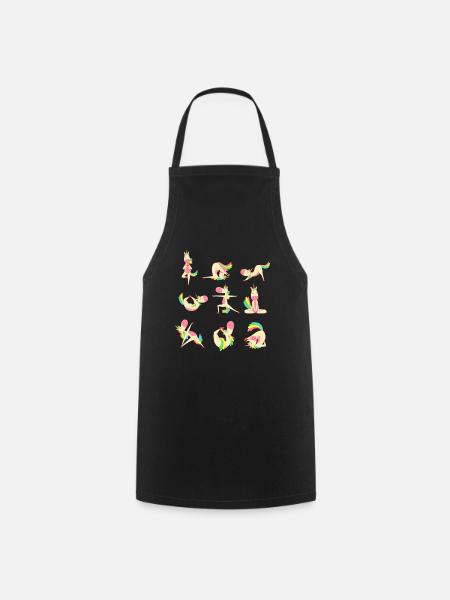 Licorne Yoga Poses Méditation Humour - Tablier de cuisine - noir