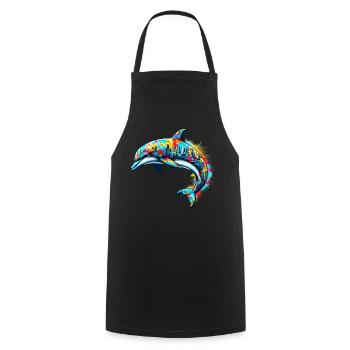 Delfin - Kochschürze - Schwarz - Vorne - AI Model Male 185 dark (185cm)