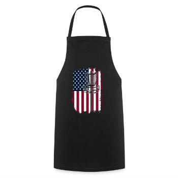 Disc Golf Drapeau des États-Unis Drapeau Panier à disques Drapeau des États-Unis Disque Go - Tablier de cuisine - noir - Devant - AI Model Male 185 dark (185cm)