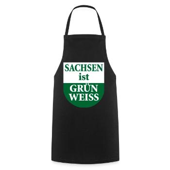La Saxe est un drapeau vert blanc de l’État - Tablier de cuisine - noir - Devant - AI Model Male 185 dark (185cm)