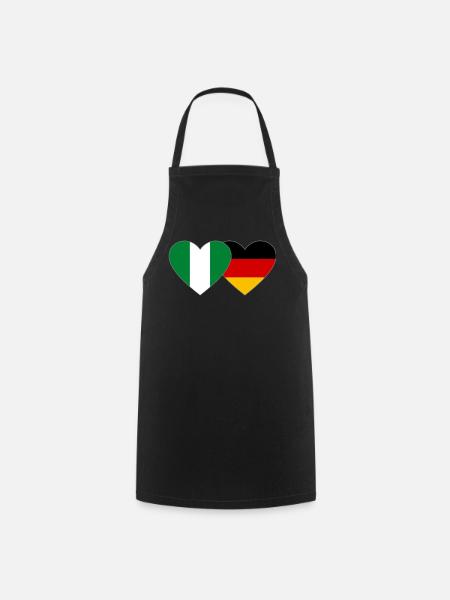 Nigeria Deutschland Flagge Herz - Kochschürze - Schwarz