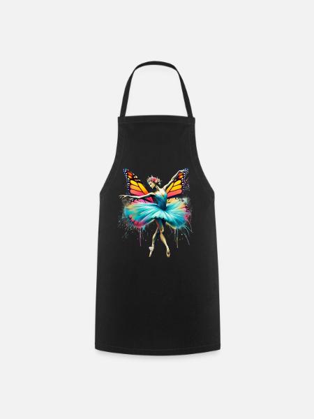 Bailarina con alas de mariposa mariposas tutú - Delantal de cocina - negro