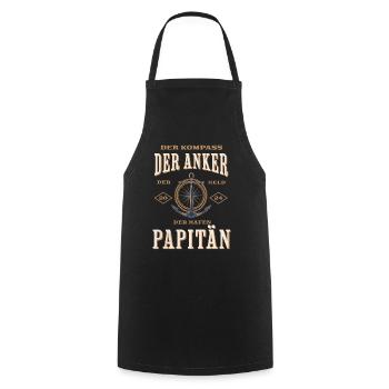 Papitän Papa Kapitän Vatertag Captain Anker Segler - Kochschürze - Schwarz - Vorne - AI Model Male 185 dark (185cm)