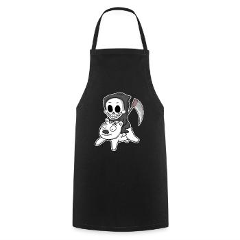 Grim Reaper Polar Bear Motif - Cooking Apron - black - Front - AI Model Male 185 dark (185cm)