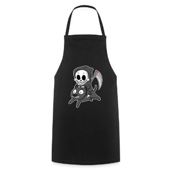 Grim Reaper Motif Wildcat - Cooking Apron - black - Front - AI Model Male 185 dark (185cm)