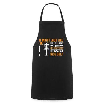 Disc Golf - Mais dans ma tête, je joue au disc gol - Tablier de cuisine - noir - Devant - AI Model Male 185 dark (185cm)