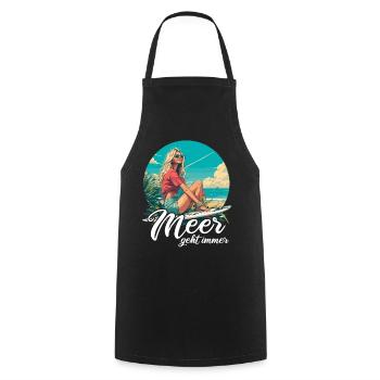 The sea always goes on holiday trips - Cooking Apron - black - Front - AI Model Male 185 dark (185cm)