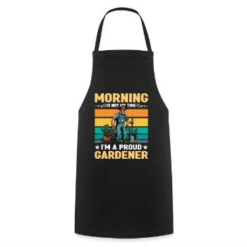 Gardener Morning Is Not My Time aime jardiner - Tablier de cuisine - noir - Devant - AI Model Male 185 dark (185cm)