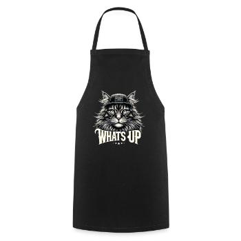 Maine Coon Katze cool Was geht ab Geschenk - Kochschürze - Schwarz - Vorne - AI Model Male 185 dark (185cm)