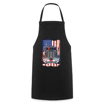 Truck American Flag Trucker Truckie Legends Truck - Cooking Apron - black - Front - AI Model Male 185 dark (185cm)