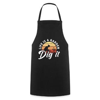 Gardener Life Is A Garden Dig It Retro Gardening - Cooking Apron - black - Front - AI Model Male 185 dark (185cm)