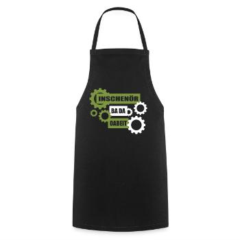 Inschenör ba da Oabeit, engineer at work - Cooking Apron - black - Front - AI Model Male 185 dark (185cm)