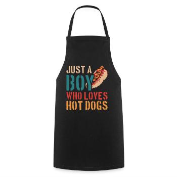Hot Dog Adult Boy Just A Boy Who - Cooking Apron - black - Front - AI Model Male 185 dark (185cm)