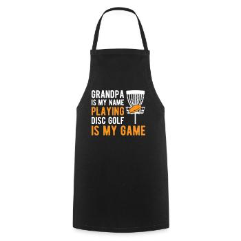 Disc Golf Grandpa is my name playing disc golf is - Cooking Apron - black - Front - AI Model Male 185 dark (185cm)