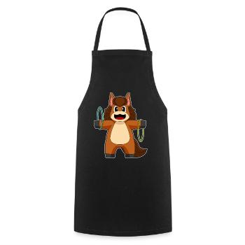 Pferd Fitnessreifen Workout Gymnastik - Kochschürze - Schwarz - Vorne - AI Model Male 185 dark (185cm)