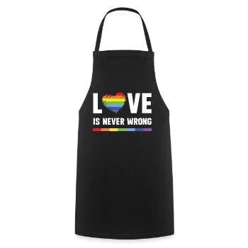 Mois de la fierté LGBT - L’amour ne se trompe jamais - Tablier de cuisine - noir - Devant - AI Model Male 185 dark (185cm)