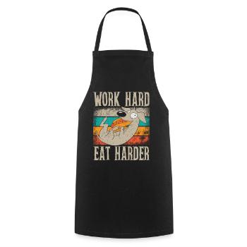 Hot Dog Adulte Rétro Travailler dur Manger - Tablier de cuisine - noir - Devant - AI Model Male 185 dark (185cm)