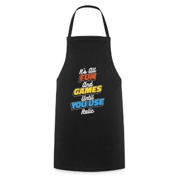 All Fun And Games Until You Use Italic Apraxia - Cooking Apron - black - Front - AI Model Male 185 dark (185cm)