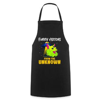 Chat Alien, OVNI, UAP, Espace, Objet Volant Spatial - Tablier de cuisine - noir - Devant - AI Model Male 185 dark (185cm)
