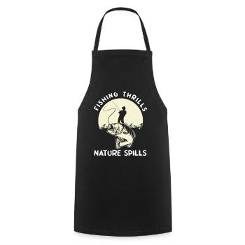 Fishing, fishing, fishing and pike fishing - Cooking Apron - black - Front - AI Model Male 185 dark (185cm)