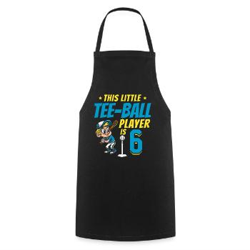 Tee-ball player Party 6th Birthday Tee-ball player - Cooking Apron - black - Front - AI Model Male 185 dark (185cm)