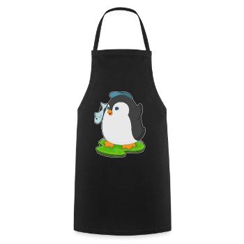 Pinguin Fisch - Kochschürze - Schwarz - Vorne - AI Model Male 185 dark (185cm)