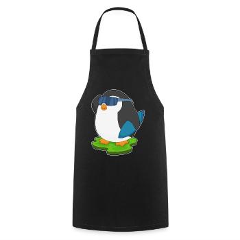 Pinguin Surfen Surfbrett Sommer - Kochschürze - Schwarz - Vorne - AI Model Male 185 dark (185cm)