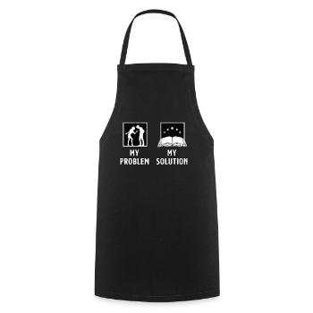 Reader My Problem My Solution Pictogram Dad Mom - Cooking Apron - black - Front - AI Model Male 185 dark (185cm)