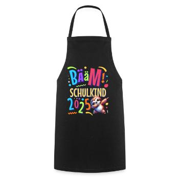 Bääm Schulkind 2025 Dabbing Faultier - Kochschürze - Schwarz - Vorne - AI Model Male 185 dark (185cm)