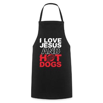 Hot Dog Adulte Jésus Foi - Tablier de cuisine - noir - Devant - AI Model Male 185 dark (185cm)