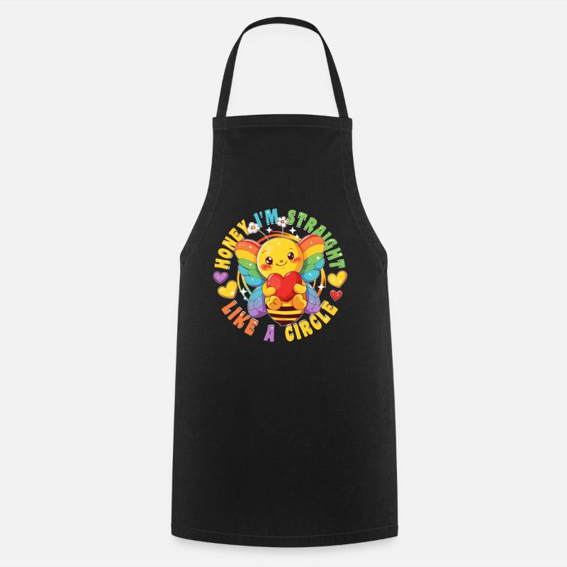 Cute Bee Rainbow LGBTQ Community Retro 80s - Cooking Apron - black