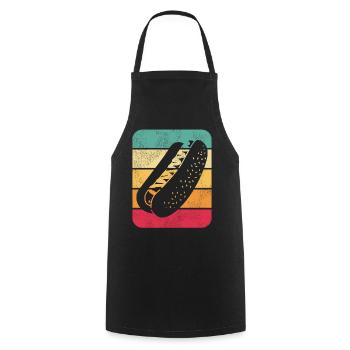Hot Dog Adulte Rétro Vintage - Tablier de cuisine - noir - Devant - AI Model Male 185 dark (185cm)