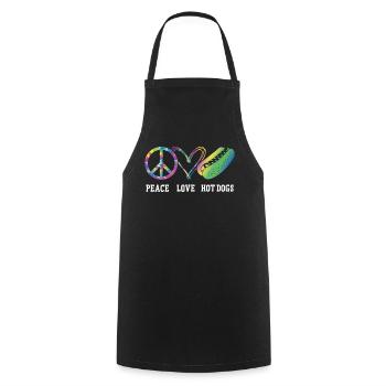 Hot Dog Adulte Tie Dye Peace Love - Tablier de cuisine - noir - Devant - AI Model Male 185 dark (185cm)