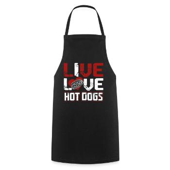 Hot Dog Adult Live Love Hot Dogs - Cooking Apron - black - Front - AI Model Male 185 dark (185cm)