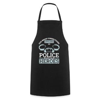 La police aurait donc un gardien de prison pour les héros - Tablier de cuisine - noir - Devant - AI Model Male 185 dark (185cm)