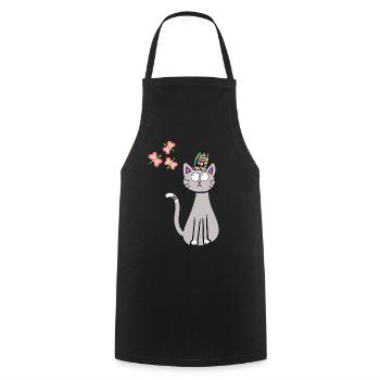 Hippie Chat Chats Hippies Enfants Enfant Chaton - Tablier de cuisine - noir - Devant - AI Model Male 185 dark (185cm)