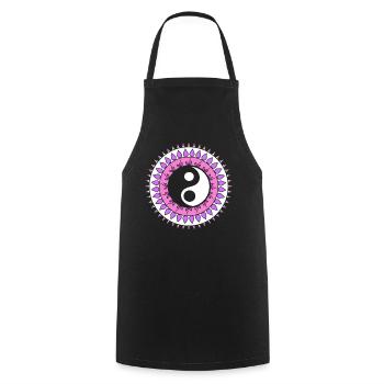 Yin-Yang-Mandala Feng Shui-Berater - Kochschürze - Schwarz - Vorne - AI Model Male 185 dark (185cm)