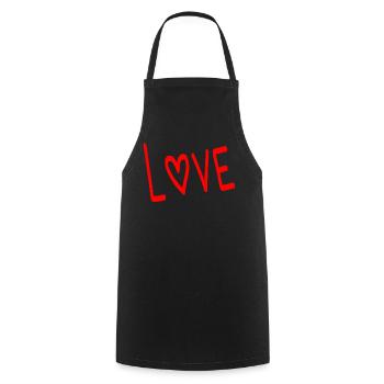 MOTHER'S DAY. HEART. HAPPY BIRTHDAY. MOM - Cooking Apron - black - Front - AI Model Male 185 dark (185cm)
