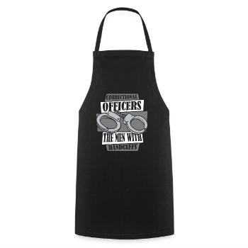 Les hommes menottés agent de police Corrections - Tablier de cuisine - noir - Devant - AI Model Male 185 dark (185cm)
