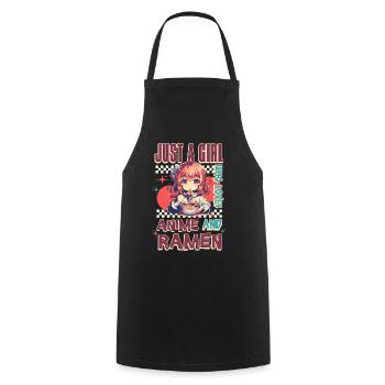 Just A Girl Who Loves Anime And Ramen - Cooking Apron - black - Front - AI Model Male 185 dark (185cm)