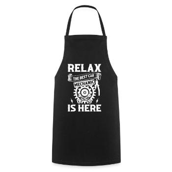 Relax The Best Car Mechanic is here - Funny Car Me - Cooking Apron - black - Front - AI Model Male 185 dark (185cm)