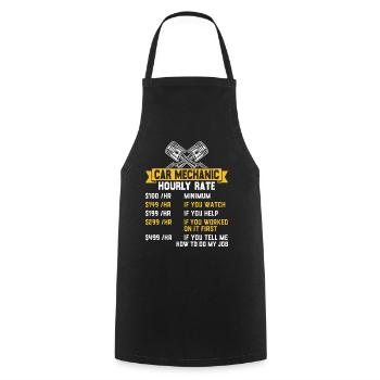 Car Mechanic Hourly Rate Funny Car Mechanic - Cooking Apron - black - Front - AI Model Male 185 dark (185cm)