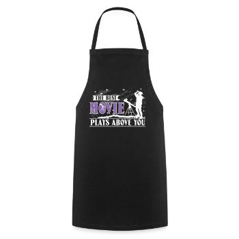 The best movie plays above you - Cooking Apron - black - Front - AI Model Male 185 dark (185cm)