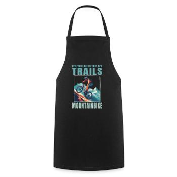 Herzschlag im Takt des Trails - Kochschürze - Schwarz - Vorne - AI Model Male 185 dark (185cm)